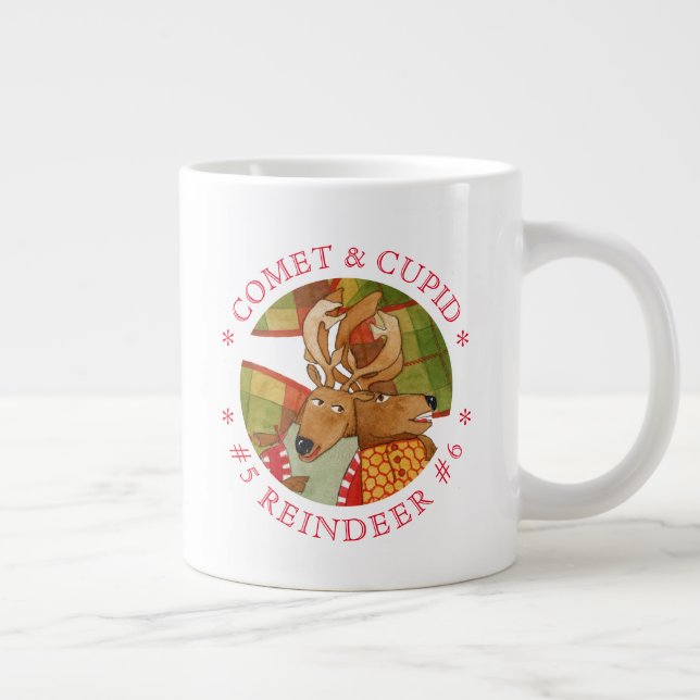 COMET CUPID REINDEER Grande Caneca Branca (Direita)