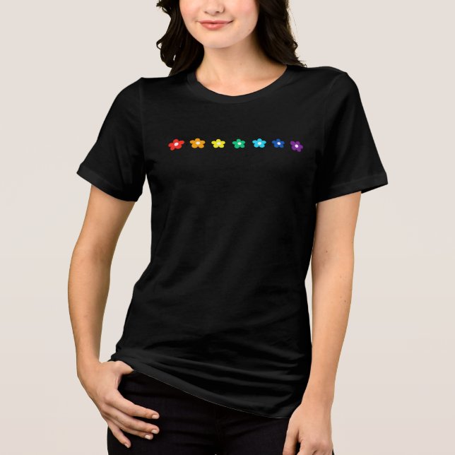Comfort Colors Camisas Orgulho Daisies Arco-íris:  (Frente)