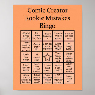 Comic Creator Rookie Erros Bingo Poster
