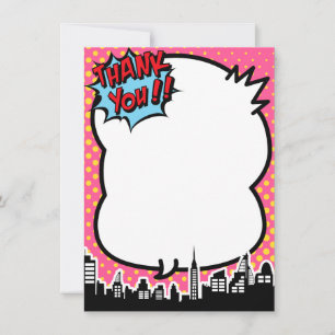 Comic Strip De Super-Herói Rosa Obrigado Notas