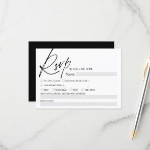 Comida de caligrafia branca negra casamento rsvp