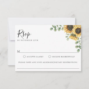 Comida de Casamento de Girassol Floral RSVP