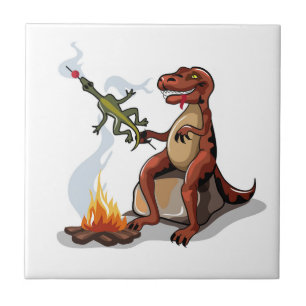 Comida De Cozinhar Tyrannosaurus Rex Sobre Uma Cam