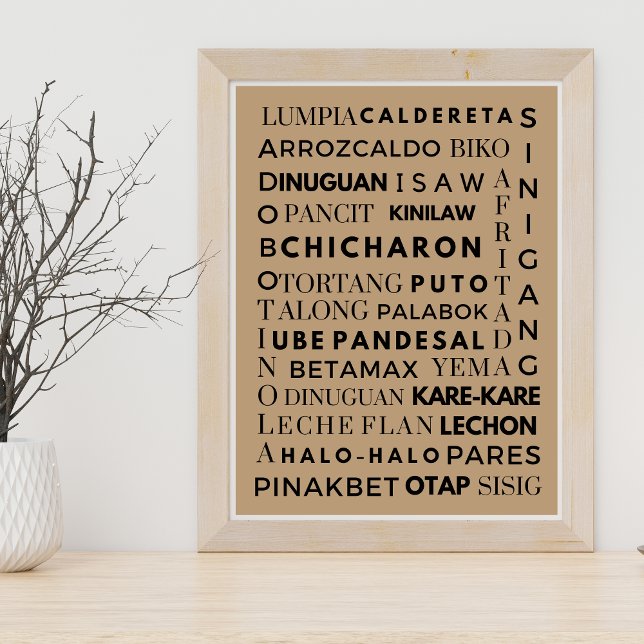 Comida de Tipografia Poster Filipina Preta e Casta (Criador carregado)