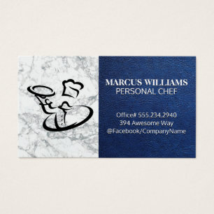 Comida do Chef Servindo Mármore De Couro Azul