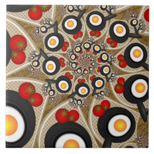 Comida Engraçada De Arte Fractal, Tomates, Ovos