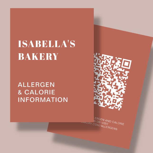 Comida Informações sobre alergia Caloria Cartão de (Criador carregado)