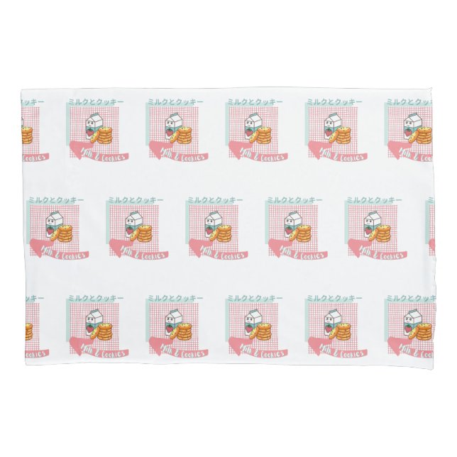 comida kawaii - Leite fofo e Cookie, rosa, turques (Frente)
