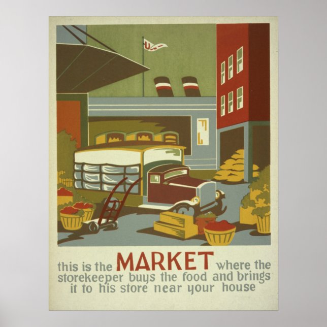 Comida Market Farmers comercializa Poster vintage  (Frente)