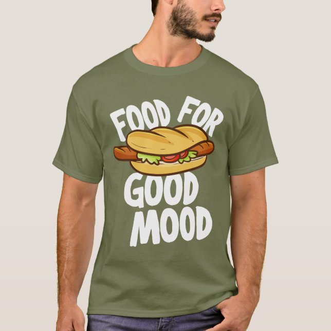 Comida para camiseta masculina de bom humor (Frente)