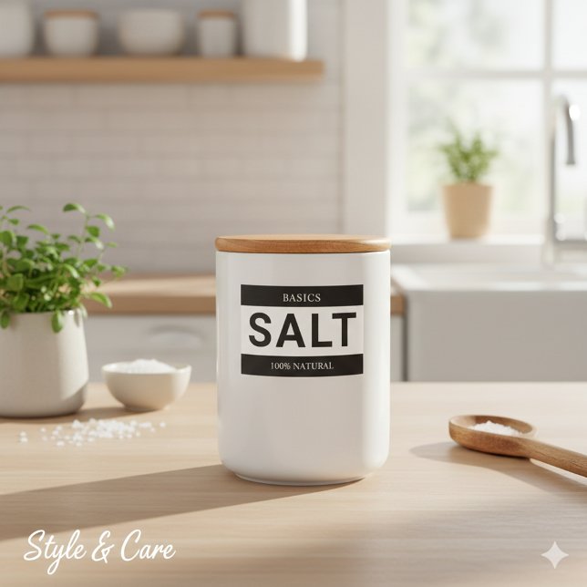 Comida Rótulo de Sal Minimalista para Recipientes (Minimalist Salt Label for Containers)
