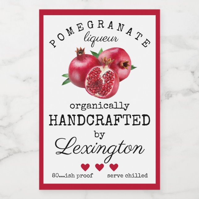 Comida Rótulo Licoroso De Pomegranato Para Uma Pequena Ga (Rótulo Único)
