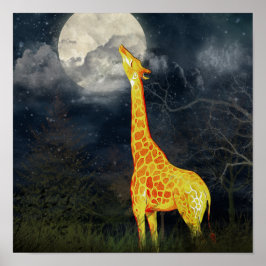 Como é a lua? Girafa e Moon Poster