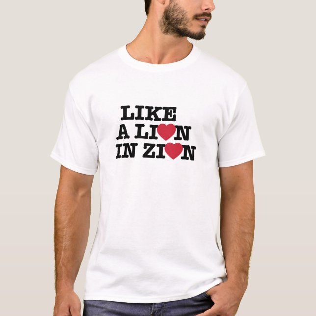 Como um leão na camiseta Zion (Frente)