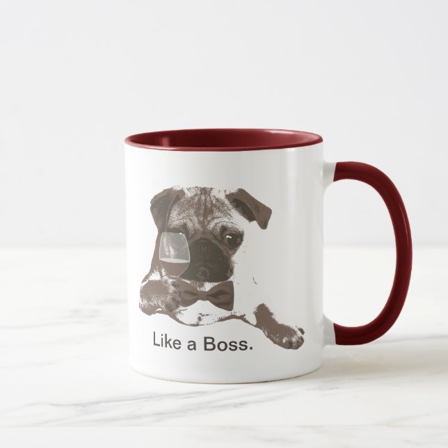 Como uma caneca de café do Pug do chefe & do vinho (Direita)