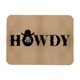 Como vai, Guaxinim Cowboy Ímã de Geladeira Diverti