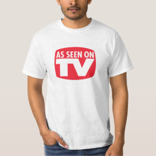 Como visto na camisa engraçada da tevê