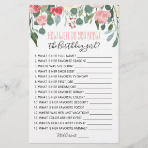 Como você sabe bem o jogo da garota de aniversário