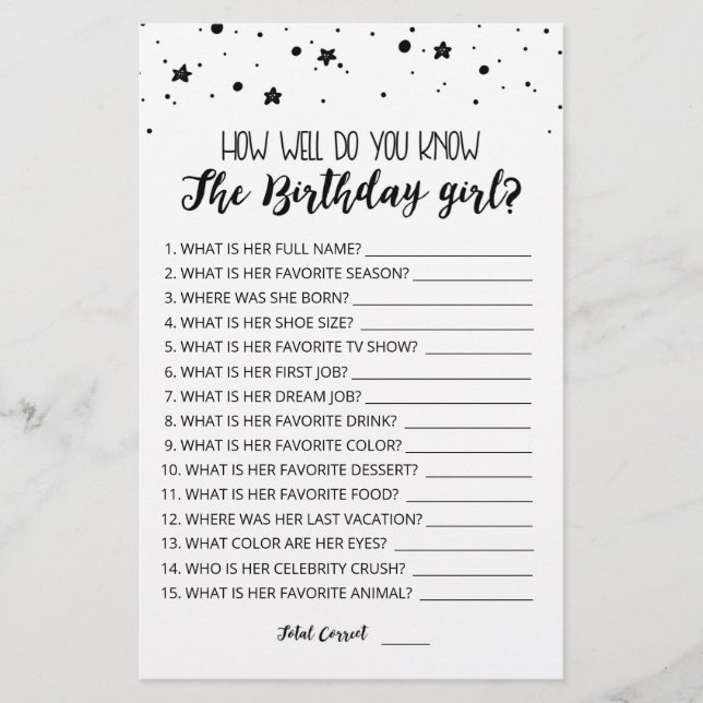 Como você sabe bem o jogo da garota de aniversário (Frente)