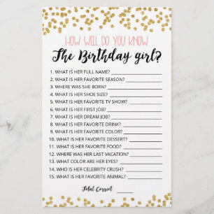 Como você sabe bem o jogo da garota de aniversário