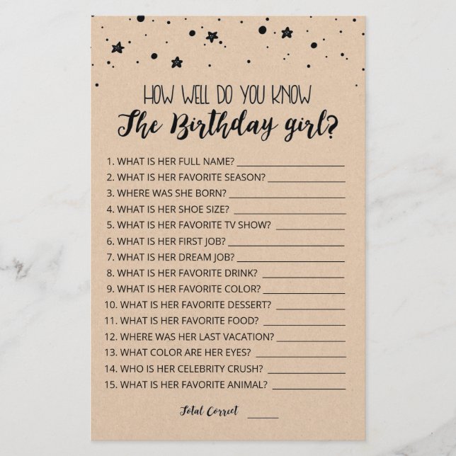 Como você sabe bem o jogo da garota de aniversário (Frente)