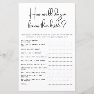 Como você sabe o jogo do Chá de casamento da Noiva