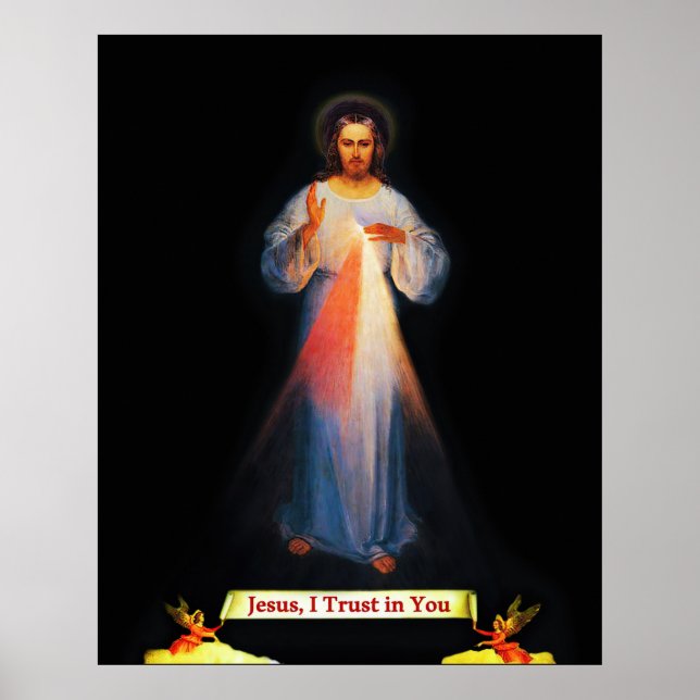 Compaixão Divino Jesus Faustina 02 Impressão Poste (Frente)