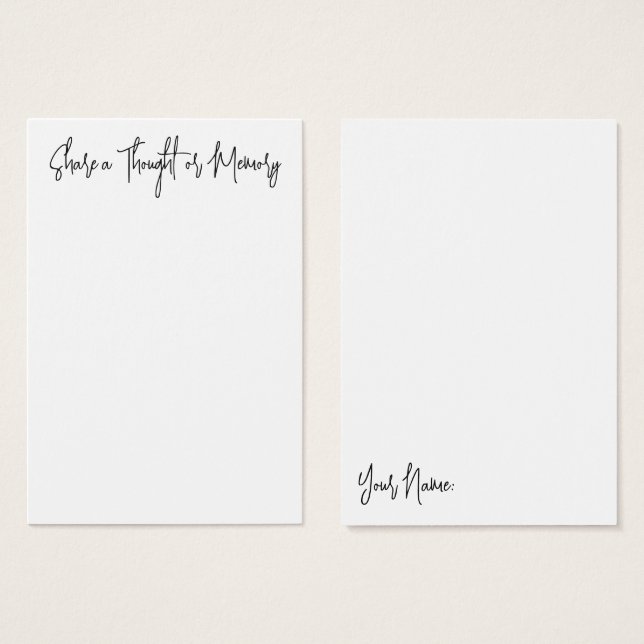 Compartilhe uma Memória, Celebração do Cartão Memo (Frente & Verso)