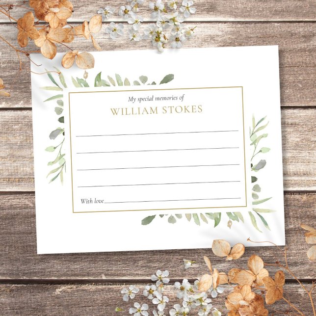 Compartilhe Uma Memória de Verde Personalizado Fun (Personalized Greenery Funeral Share A Memory)