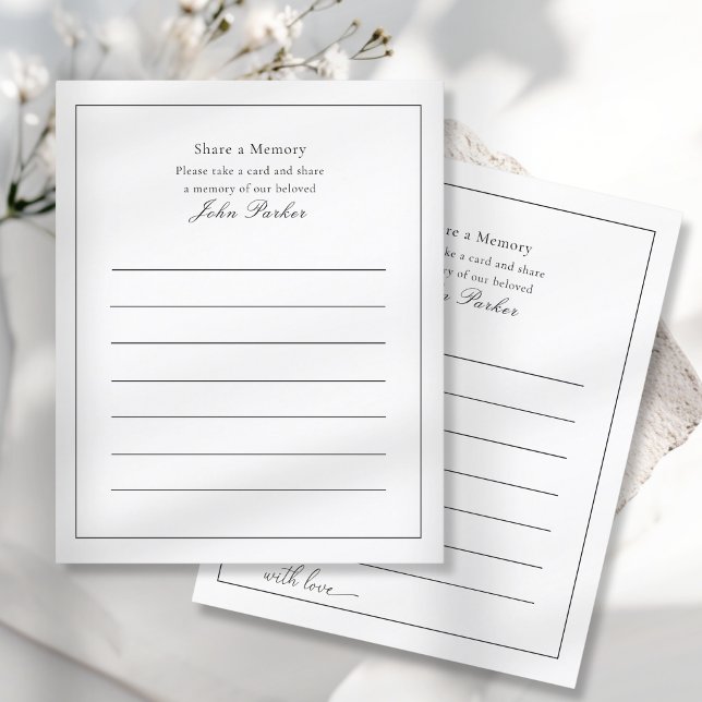 Compartilhe uma Memória - Presença no Serviço Fune (Share a Memory - Funeral Service Attendance Cards)