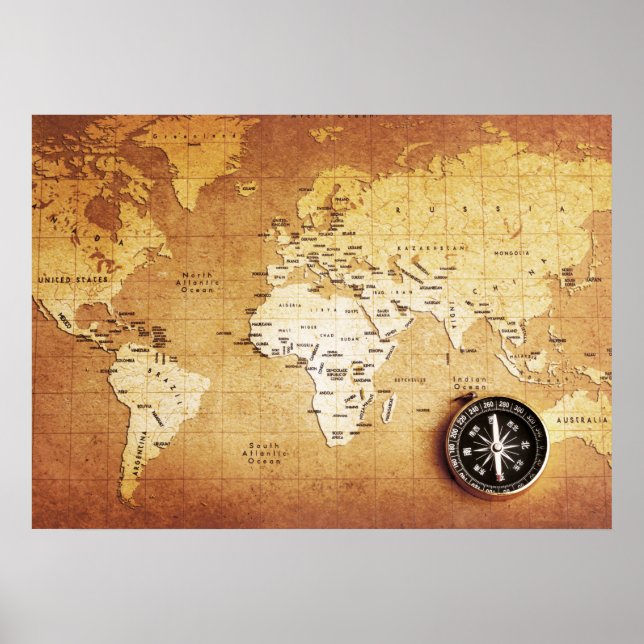 Compass and Map Value Poster Paper (Matte) (Frente)