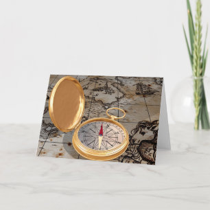 Compass Antiguado Em Um Mapa De Cartões De Sauda