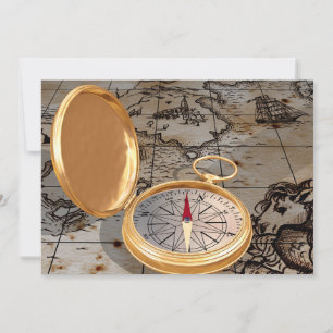 Compass Antiquado Em Convites De Mapa