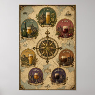 Compasso de Estilos de Cerveja Belga Poster de Par