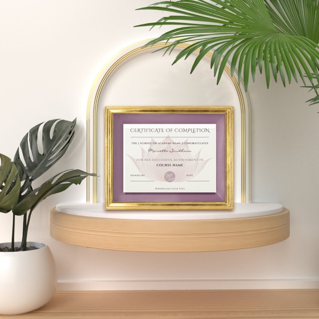 Completion Certificate Lotus Flower For Yoga Reiki (Criador carregado)
