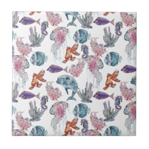 Composição de Aquarela Subaquático Série Design 2