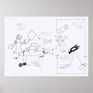 Composição Desenhos Surreais Colorindo Poster gran