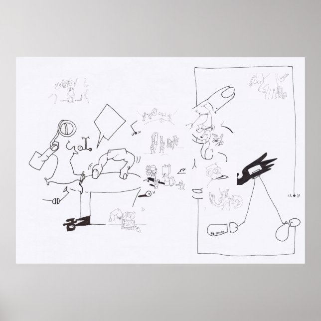 Composição Desenhos Surreais Colorindo Poster gran (Frente)