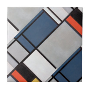 Composição Mondriana com Vermelho, Azul, Preto,