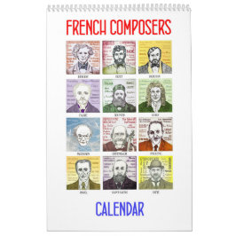 Compositores franceses - calendário de parede
