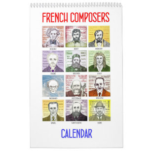 Compositores franceses - calendário de parede