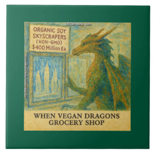 Compras engraçadas de supermercado do dragão vegan