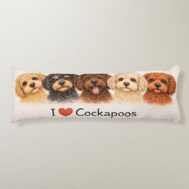 Comprida Travesseiro Eu Amo Cockapoos | Almofada Amante de