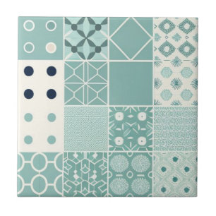Comprimidos geométricos verde-aqua e branco