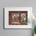 Compro de Flores Poster de Aquarela<br><div class="desc">Este impressão apresenta um original vintage inspirado na impressão de aquarela de um antigo compro de flores da cidade. O Compro Flor da Finch Azul, criado com o feriado do Dia de as mães em mente, apresenta uma bela janela de buquês de primavera e até algumas disposições especiais de flores...</div>