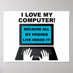 Computador Amigos Engraçado Poster