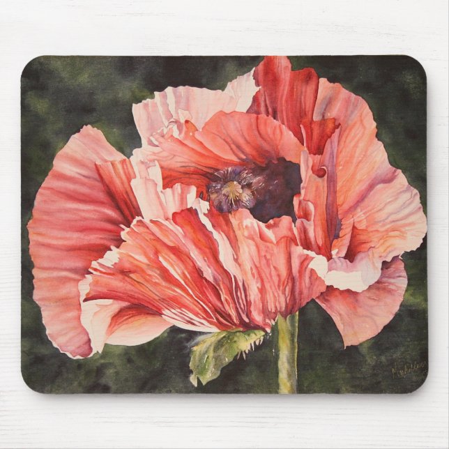 Computador floral botânico cor-de-rosa Mousepad da (Frente)