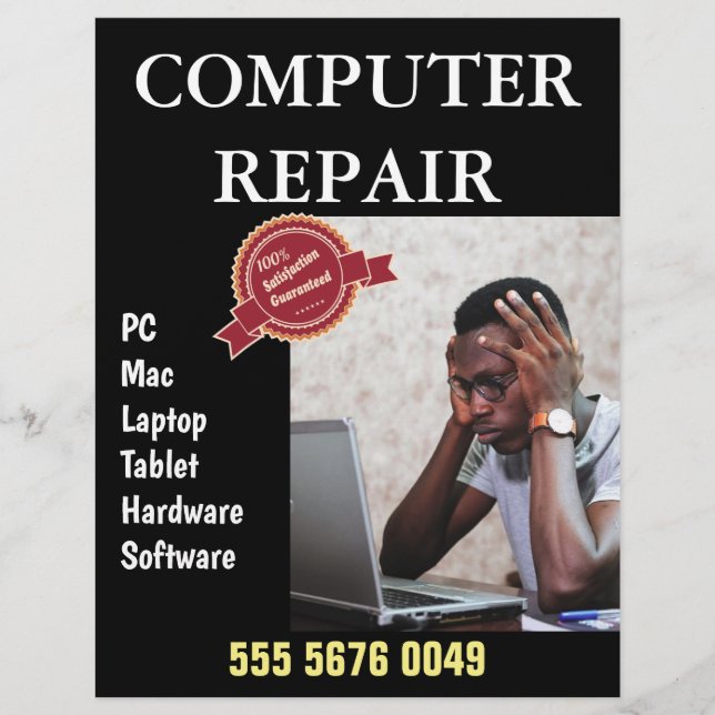 Computador Reparar Folheto Publicitário para Empre (Frente)