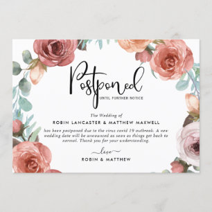 Comunicado de Evento Adiado, Cartão Blush Peach