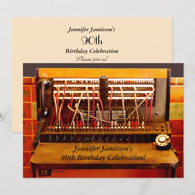 Comutador Vintage do Convite de aniversário 90 (Frente/Verso)